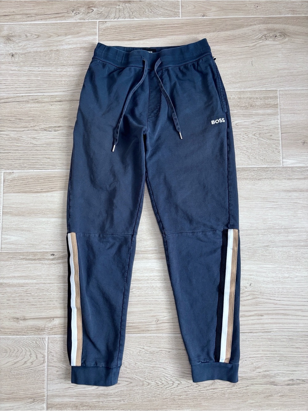 Men’s Hugo Boss Iconic Pants Cotton Jogger Joggers Navy Blue Size Small